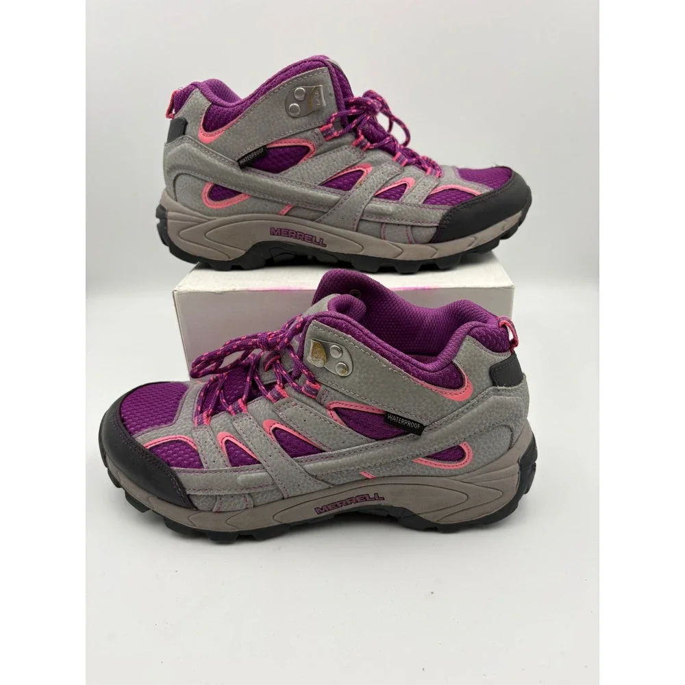 Merrell Moab FST Low Waterproof Hiking Shoes Purple Grey MK165033 Kids 4.5M